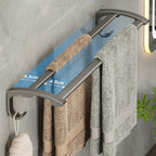 Modern Gray Bathroom Accessory Set Aluminum Stainless Steel Bathroom Shelf/Towel Hooks/Towel Bar
