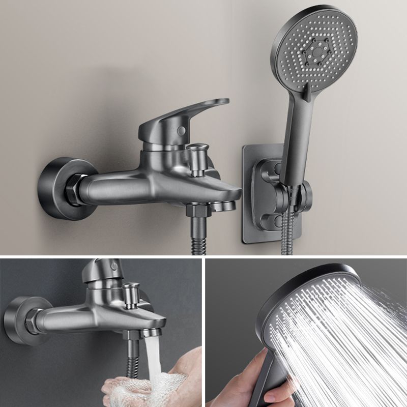 Solid Bathtub Faucet Handheld Shower Hose Lever Handle Wall-Mounted 2 Holes Bathtub Fill Valve