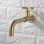 Contemporary Wall-Mounted Bathroom Faucet Cross Handles Stainless Steel Faucet