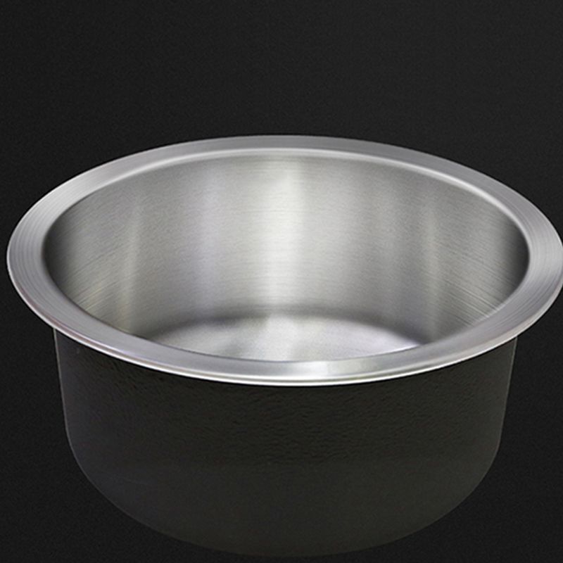 Contemporary Single Bowl Kitchen Sink Round Stainless Steel Sink with Drain Strainer Set