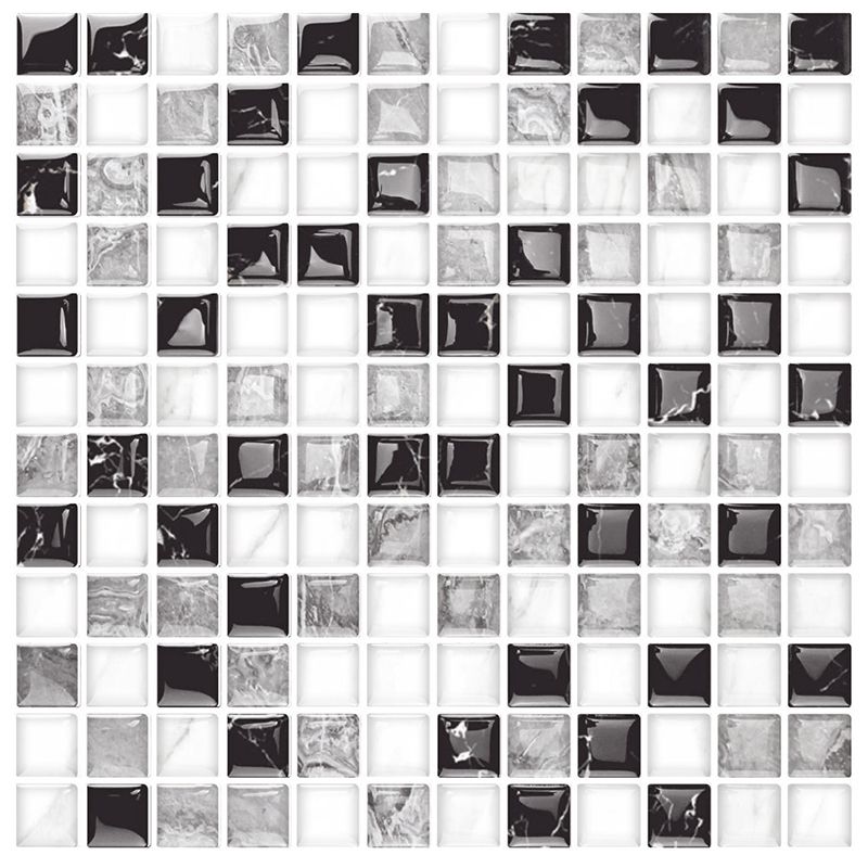 12"x 12" Resin Mosaic Tiles Square Self-Adhesive Tiles for Backsplash & Wall Tile