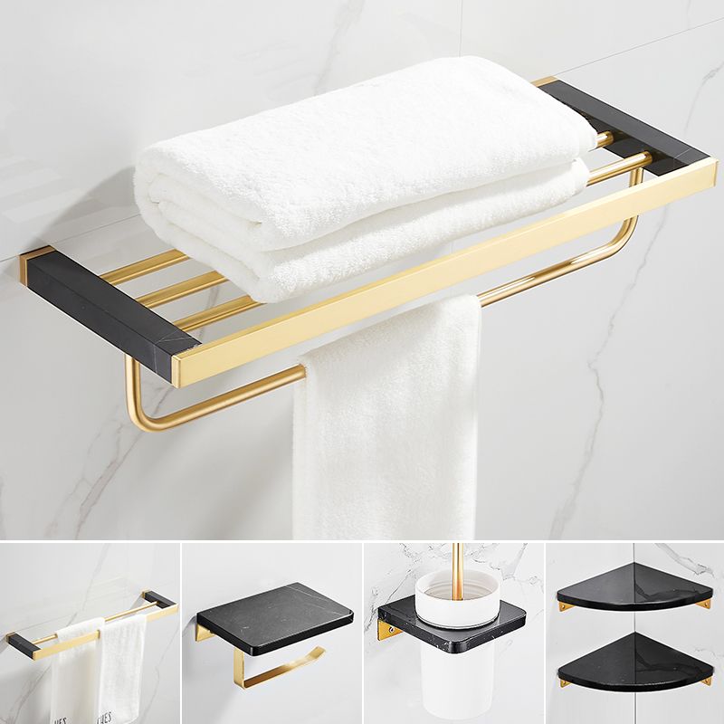 Metal and Marble Bathroom Minimalist Accessory as a Single Piece or in a Set in Gold