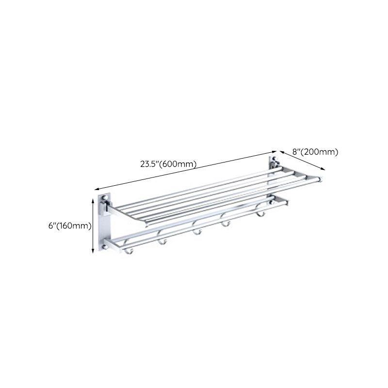Silver Modern Bathroom Accessory Set with Bath Shelf/Towel Rack & Bathrobe Hook
