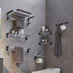 Modern bathroom accessory set bath shelf/towel holder & bathrobe hooks included