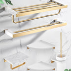 Metal and Marble Bathroom Accessory Single or in Set in Gold