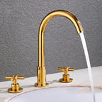 Goose Neck Bathroom Sink Faucet 2 Handles Hot and Cold Water Sink Faucet with Drain