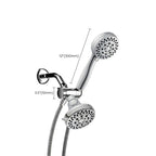 Silver Dual Shower Head Round Rainfall Wall-Mounted Shower Head