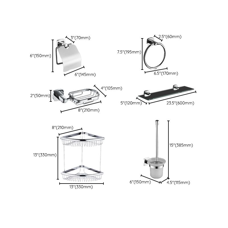 Polished Chrome Modernism Bathroom Accessory Set Bath Shelf / Towel Bar / Bathrobe Hook Included