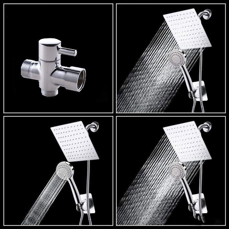 High Pressure 8 Inch Shower Set 3-Function Hand Shower Stainless Steel Square Ceiling Shower Head