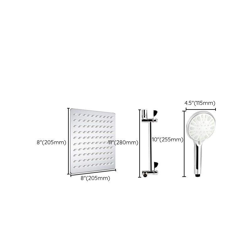 Modern Dual Shower Head Square High Arc Shower Head in Silver