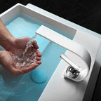 Bathroom faucet brass waterfall spout lever handle basin faucet