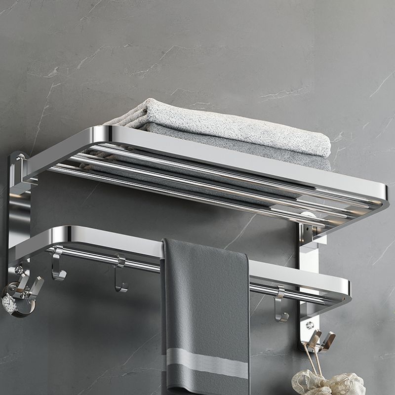 Polished Chrome Modern Bathroom Accessory Set in Stainless Steel with Bath Shelf/Towel Bar