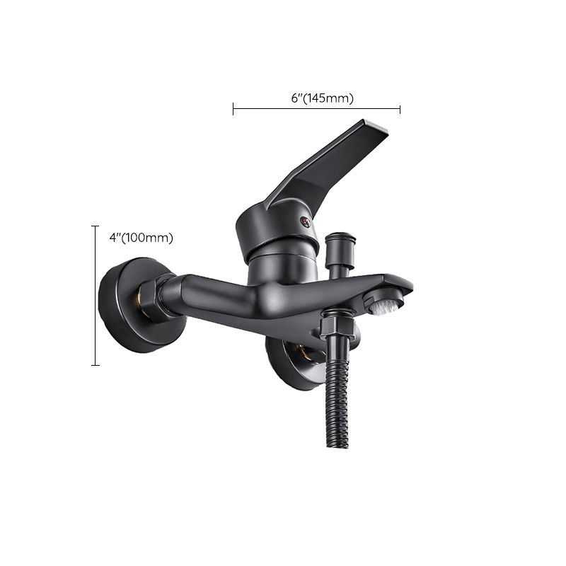 Wall-mounted fixed bathtub faucet lever handle with hand shower