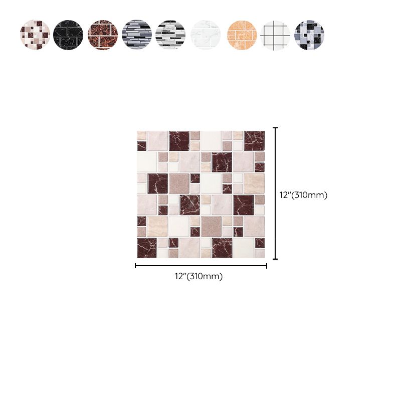 Pattern Matte Color Stone Peel and Stick Mosaic Tile Peel and Stick Tile Set of 2