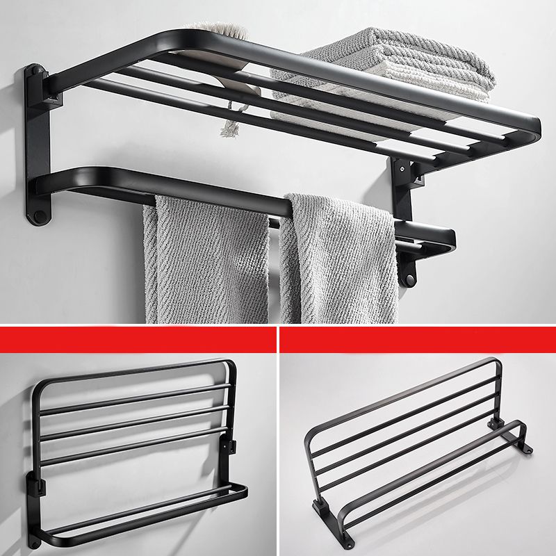 Modern Classic Bathroom Hardware Set Matte Black Bathrobe/Towel Bar & Bathroom Shelf