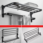 Modern Classic Bathroom Hardware Set Matte Black Bathrobe/Towel Bar & Bathroom Shelf