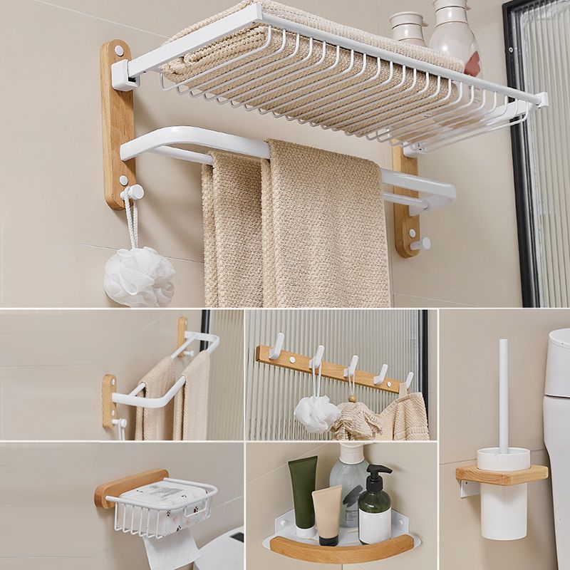 Aluminium and Wood Bathroom Accessories Set White Bathroom Accessories Kit
