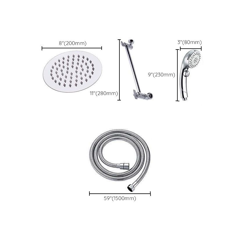 Stainless Steel 8 Inch Shower Set 5 Sprays Handheld Shower Head Shower Arm