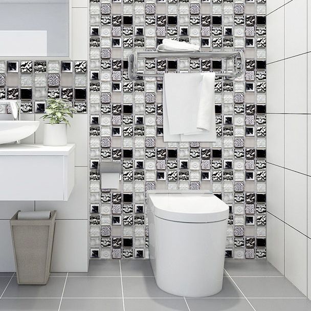 Square Peel and Stick Tile Grid Mosaic Tiles Interior Wallpaper