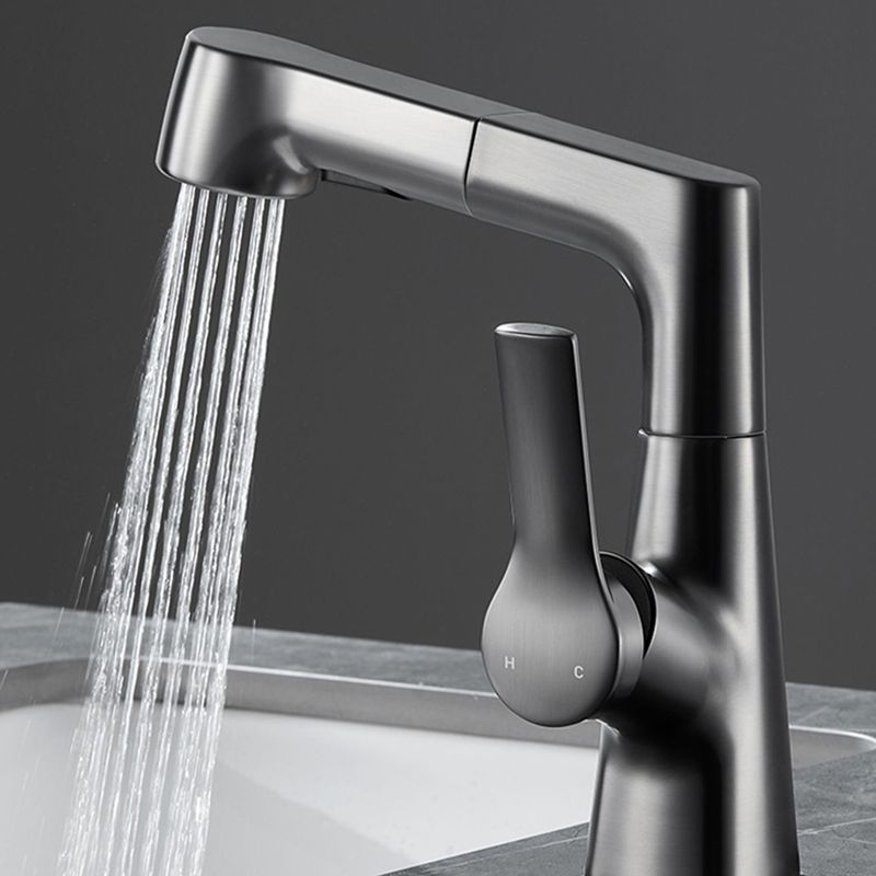 Modern 1-Lever Sink Faucet Round Basin Faucet Brass