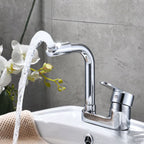 Chrome Round Washbasin Faucet with Swivel Spout for the Bathroom
