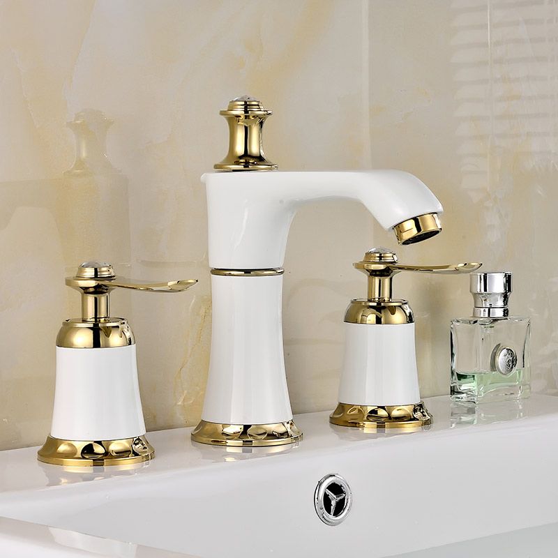 Glam Bathtub Faucet Trim Deck Mounted Lever Handle Swivel Spout Bathtub Faucet