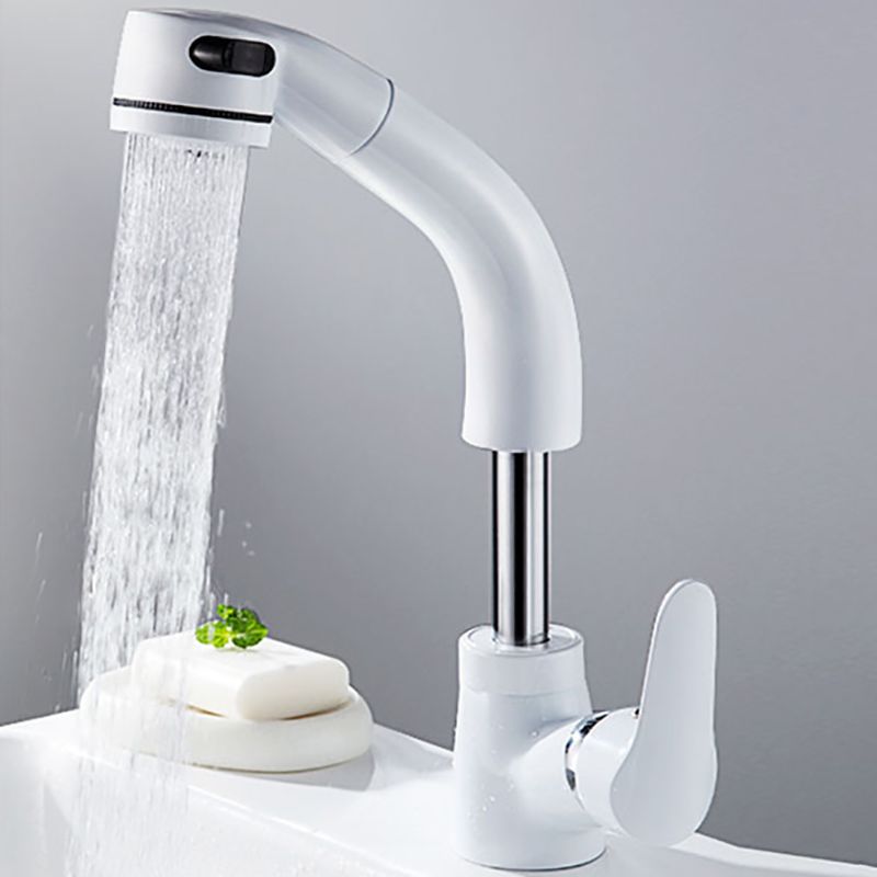 Vessel Sink Bathroom Faucet with Swiveling Spout Single Lever Faucet with Pull-Out Spray
