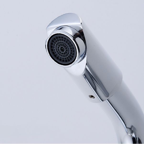 Chrome Round Washbasin Faucet with Swivel Spout for the Bathroom