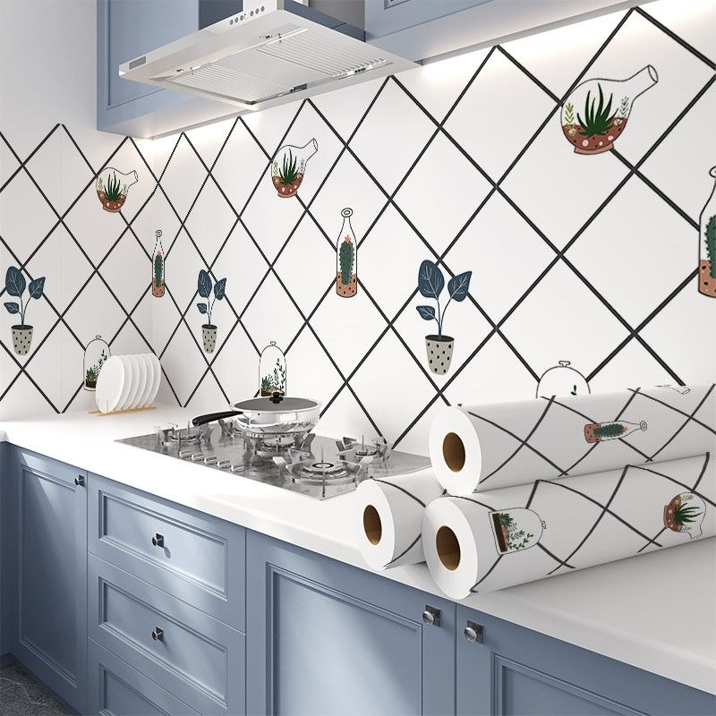 Modern Peel & Stick Mosaic Tiles Plastic Grid Peel and Stick Back Wall for the Kitchen