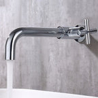 Glam Wall-mounted Bathroom Faucet Copper Single Handle Low Arc Basin Faucet for Bathroom