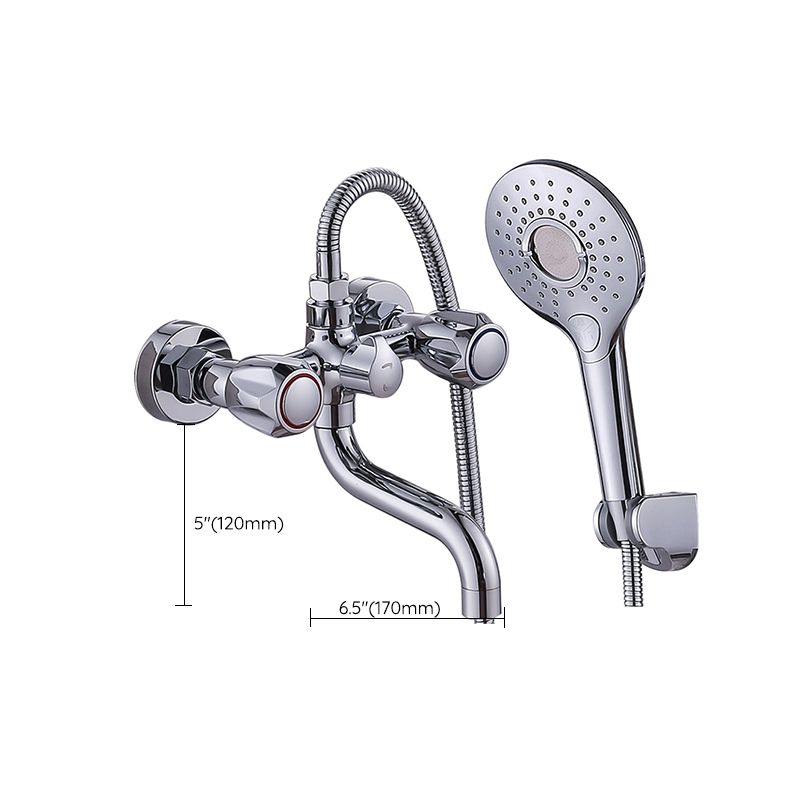 Chrome Bathroom Faucet Trim Wall-mounted Swing Faucet with Hand Shower
