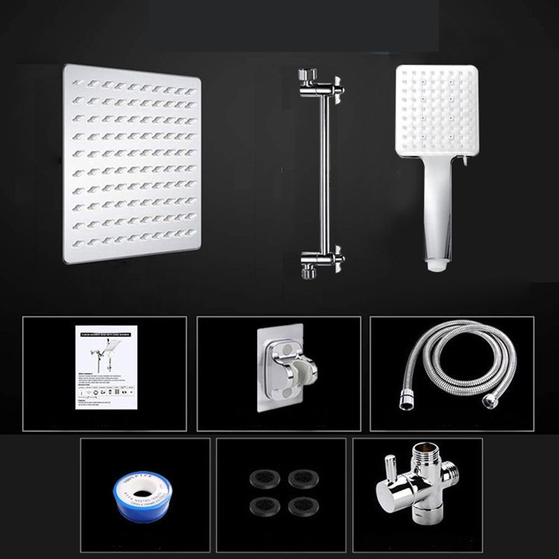 Contemporary Shower Combination Dual Shower Head Ceiling Mounted Metal Square Shower Head