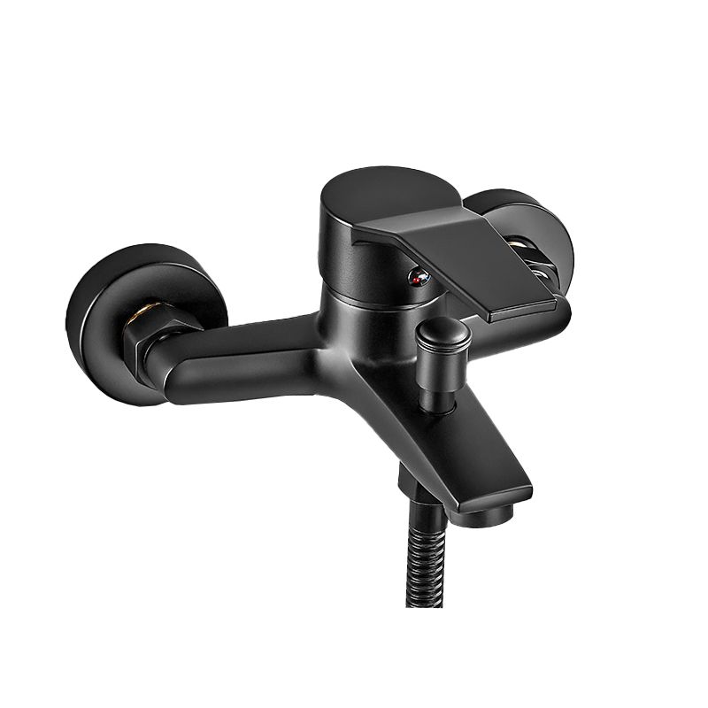 Wall-mounted fixed bathtub faucet lever handle with hand shower