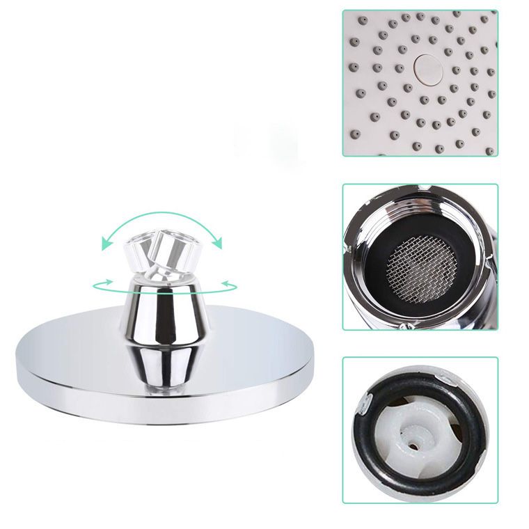 Round Fest Shower Head Silver Single Jet Wall Mounted Shower Head