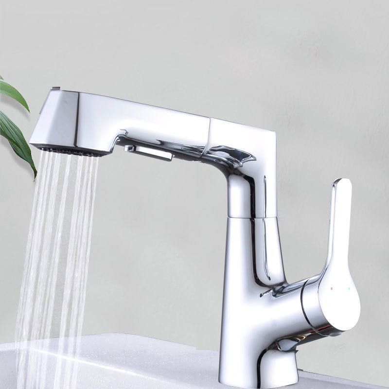Modern Vessel Sink Faucet Copper Single Handle Pull Down Low Arc Vessel Faucet