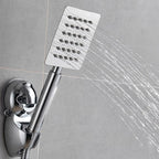 Silver Square Double Shower Head Modern Water Filtration Wall-Mounted Shower Head