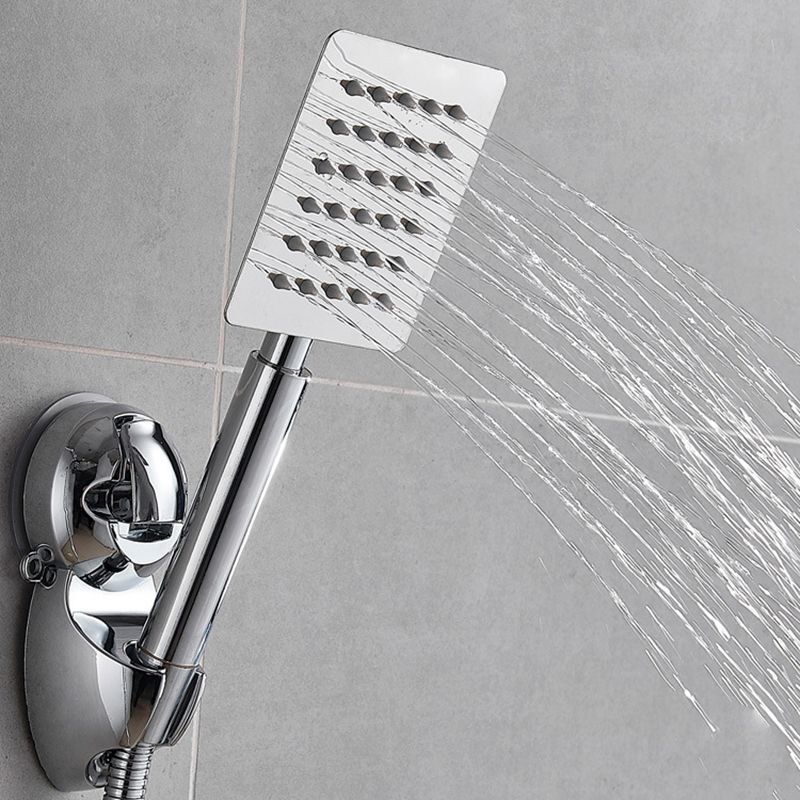 Silver Square Double Shower Head Modern Water Filtration Wall-Mounted Shower Head