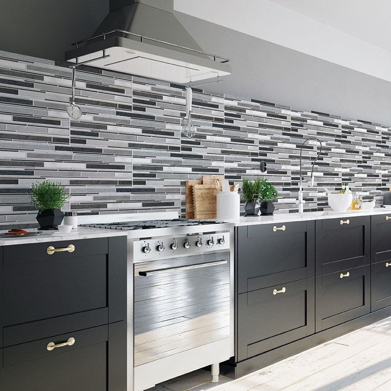 PVC Peel & Stick Tile Kitchen waterproof splash guard Peel and Stick Wall Tile Set of 18