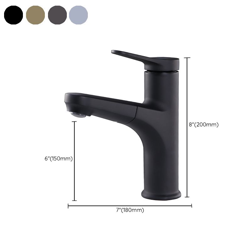 Contemporary Basin Faucet Copper Pure Color Single Lever Retractable Basin Faucet