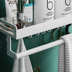 2-piece modern bathroom accessory set White rectangular bath shelf
