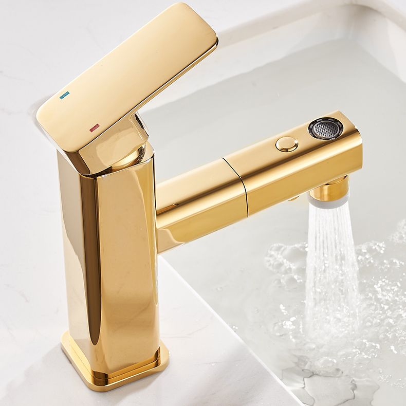 Luxury Extendable Basin Faucet Cubic Low Arc Vanity Faucet