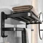 Black Aluminum Bathroom Accessory Set Modern Bathroom Shelf / Towel Bar & Paper Holder