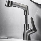 Bathroom vessel faucet high arc three-way spout single-handle faucet with pull-out sprayer