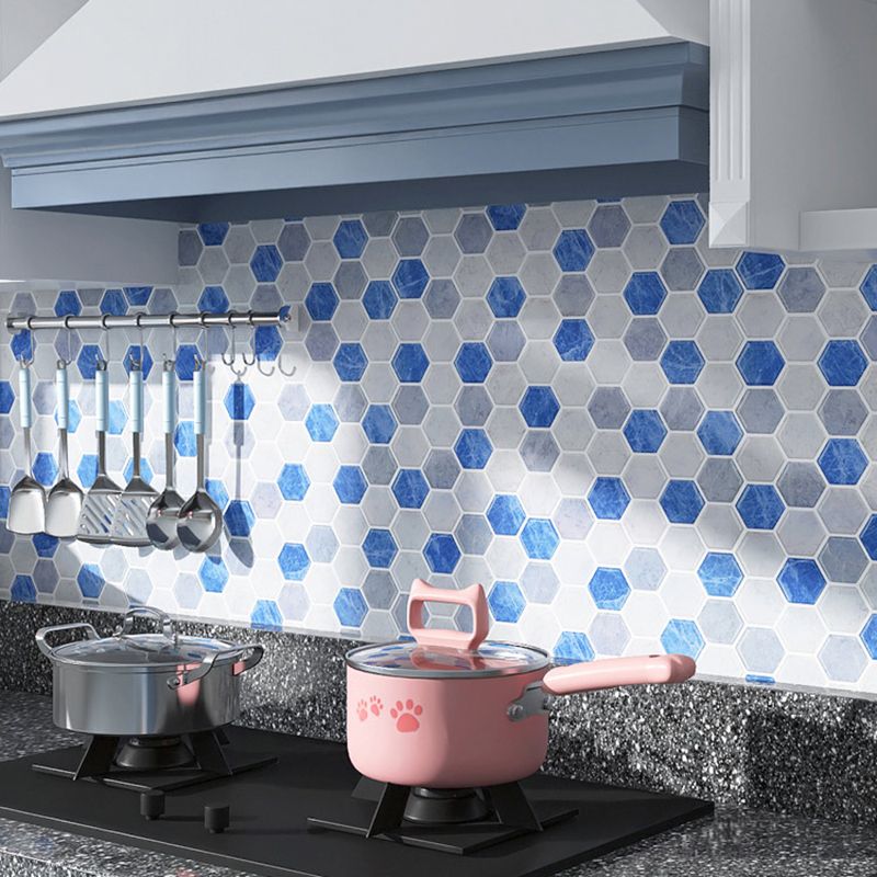 Peel-and-Stick Tiles Hexagonal Waterproof PVC Peel & Stick Mosaic Tile for Shower