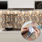 Peel & Stick Tiles Square Stain Resistant Plastic Peel and Stick Tiles for Kitchen 20 Pack