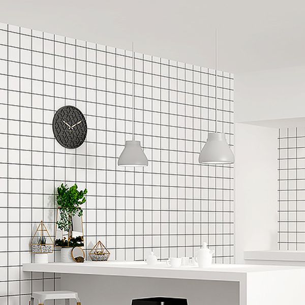 Plastic Square Peel & Stick Mosaic Tile Grid for Backsplash