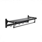 Contemporary Bathroom Accessory Set Black Surface Bathrobe Hook/Towel Ring Bar