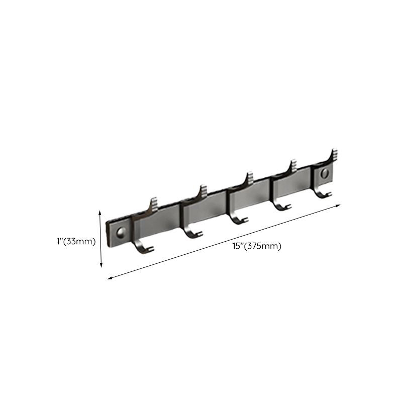 Contemporary bathroom accessory set with black finish and bath shelf/towel bar