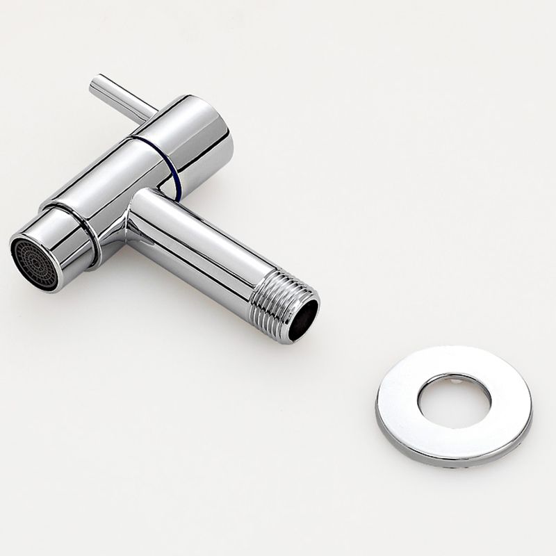 Contemporary Wall-Mounted Bathroom Faucet Single Hole Low Arc Solid Brass Circular Faucet