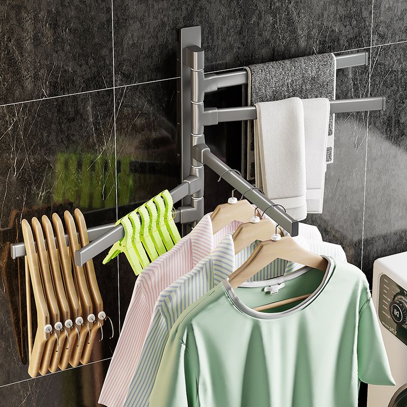 Contemporary Gray Bathroom Accessory Set Aluminium Towel Holder